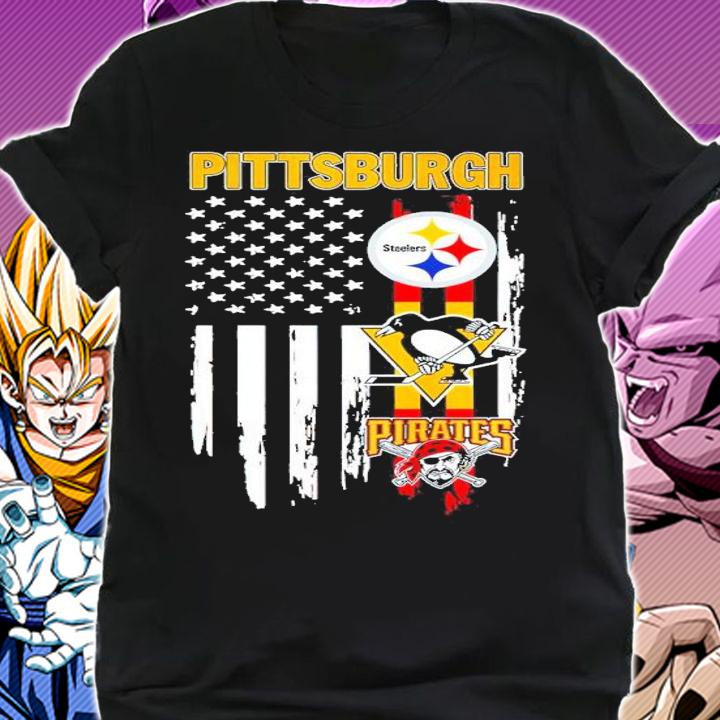 American Flag Pittsburgh Pittsburgh Steelers Penguins And Pittsburgh Pirates Shirt t-shirt shirt