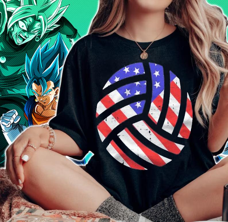 American Flag Volleyball Vintage Patriotic Men Women Kids Shirt t-shirt woman shirt