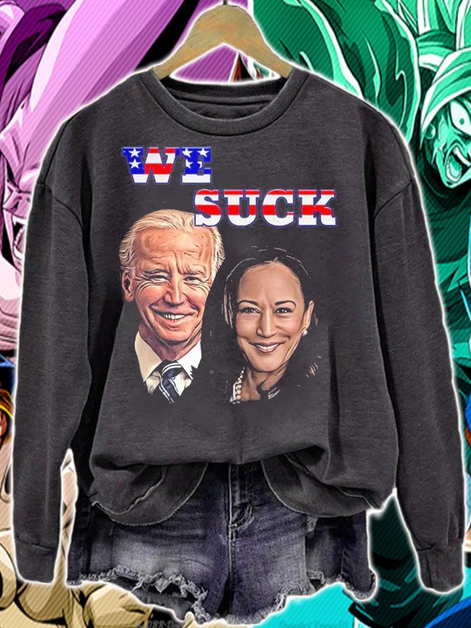 Anti Biden Harris WE SUCK Cartoon Funny T-Shirt t-shirt sweatshirt