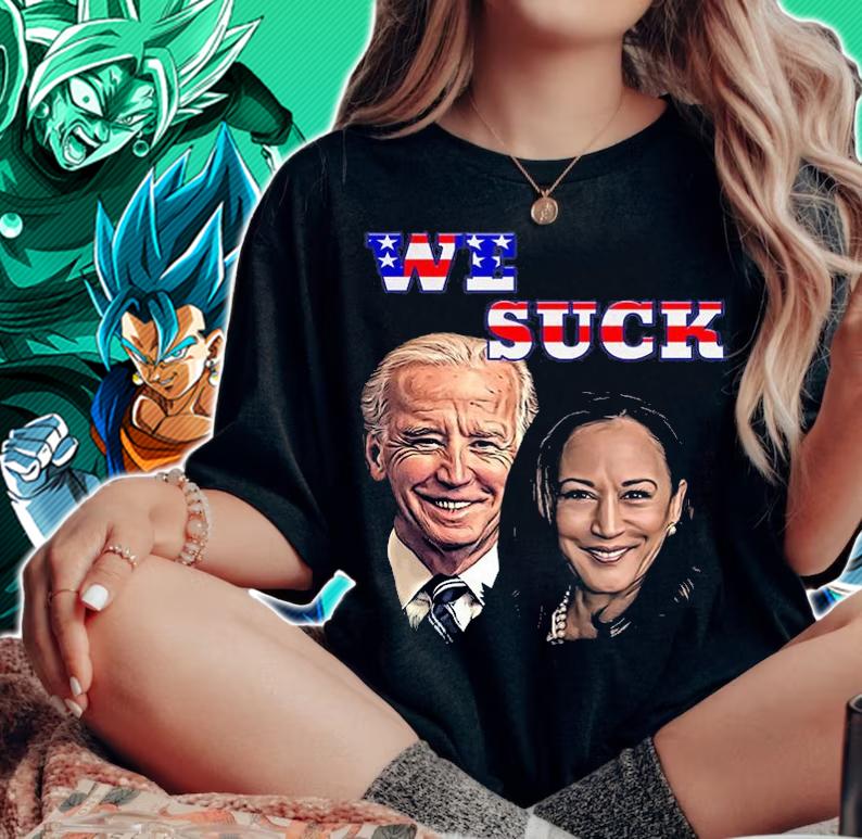 Anti Biden Harris WE SUCK Cartoon Funny T-Shirt t-shirt woman shirt
