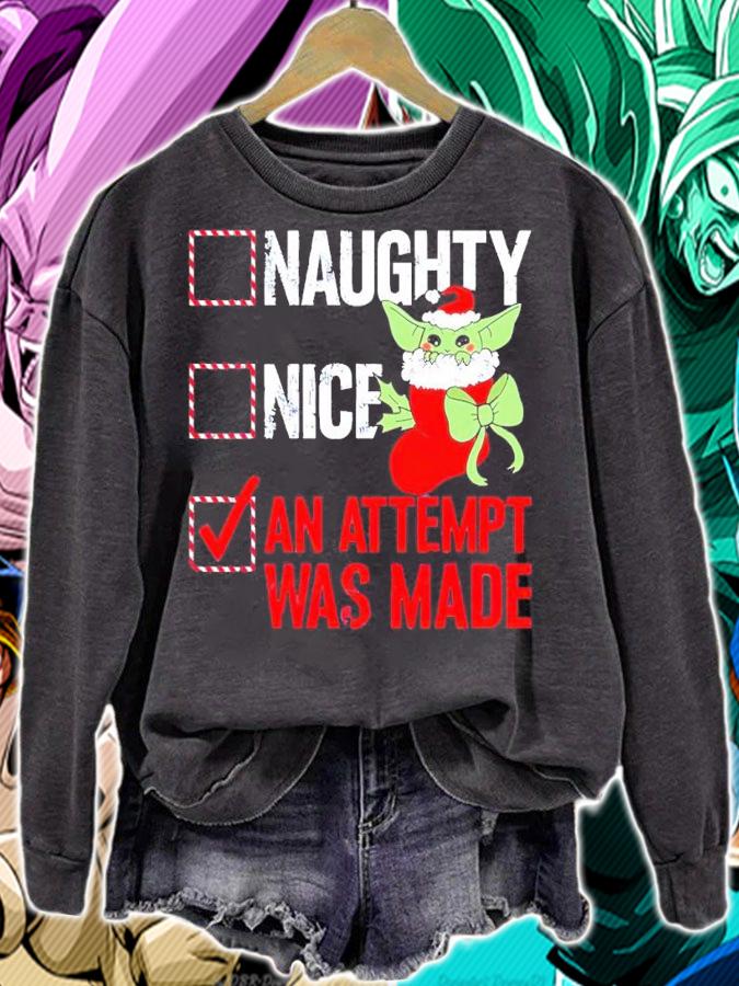 Baby Yoda Santa Naughty Nice An Attempt Was Made Shirt t-shirt sweatshirt