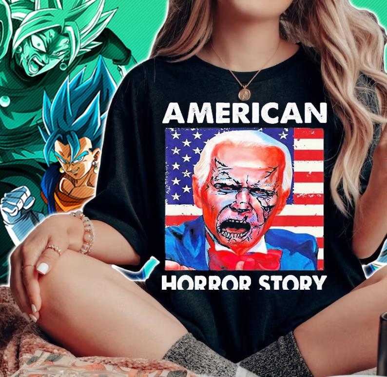 Biden Horror American Zombie Story USA Flag t-shirt woman shirt