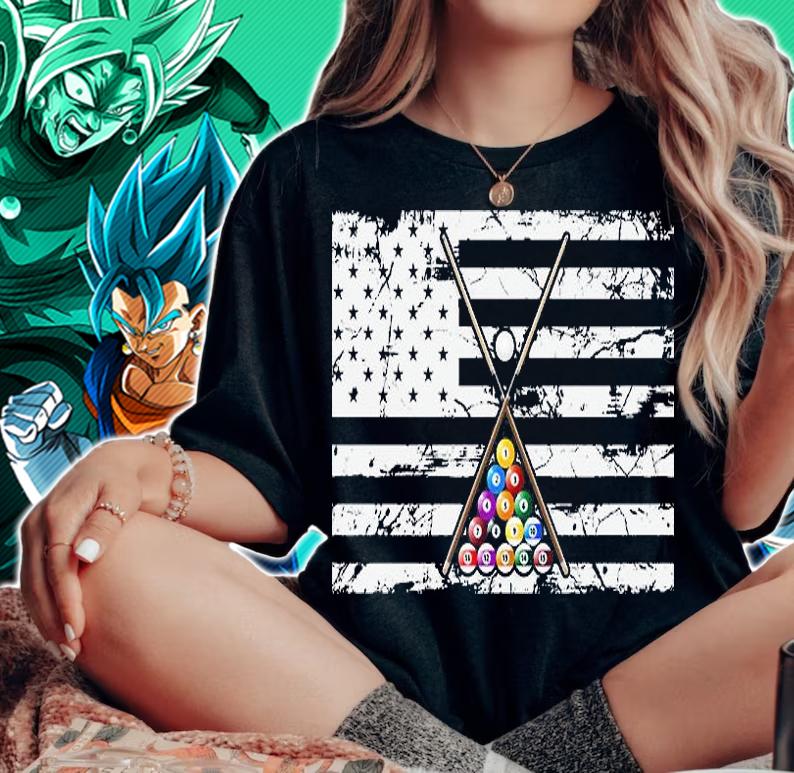 Billiards Pool American Flag t-shirt woman shirt