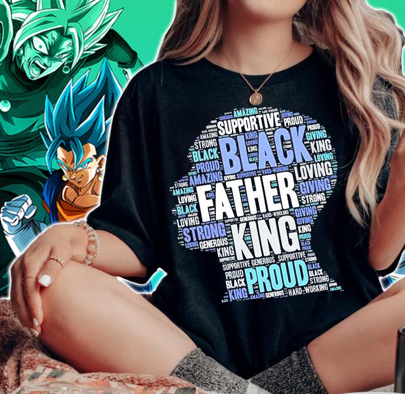 Black Man Fathers Day Words in Afro t-shirt woman shirt
