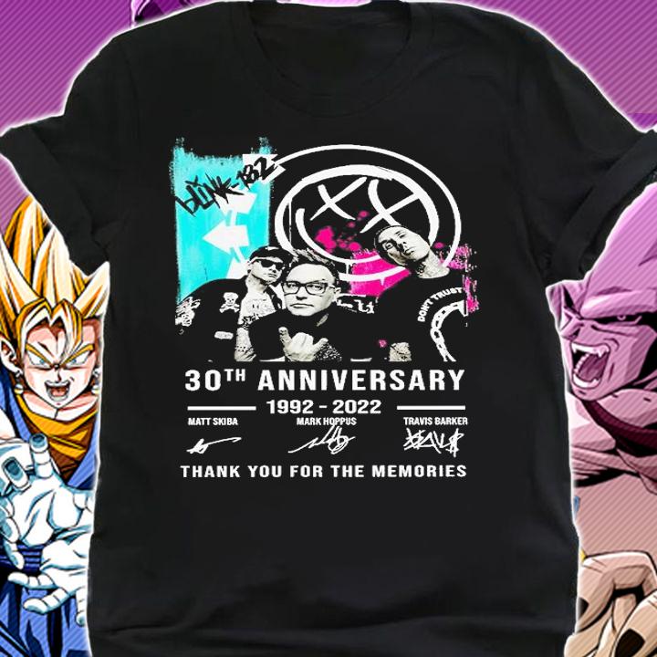 Blink 182 20th Anniversary 1992 2022 Thank You For The Memories Signatures t-shirt shirt