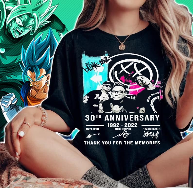 Blink 182 20th Anniversary 1992 2022 Thank You For The Memories Signatures t-shirt woman shirt