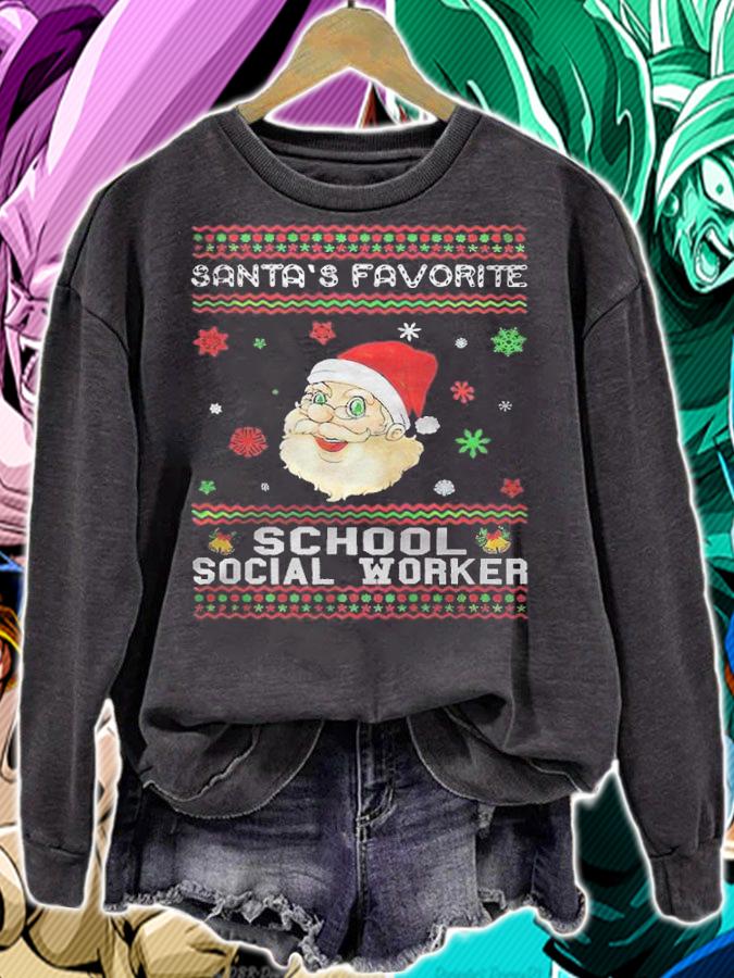 Santa's favorite school social worker Christmas T-shirt t-shirt sweatshirt