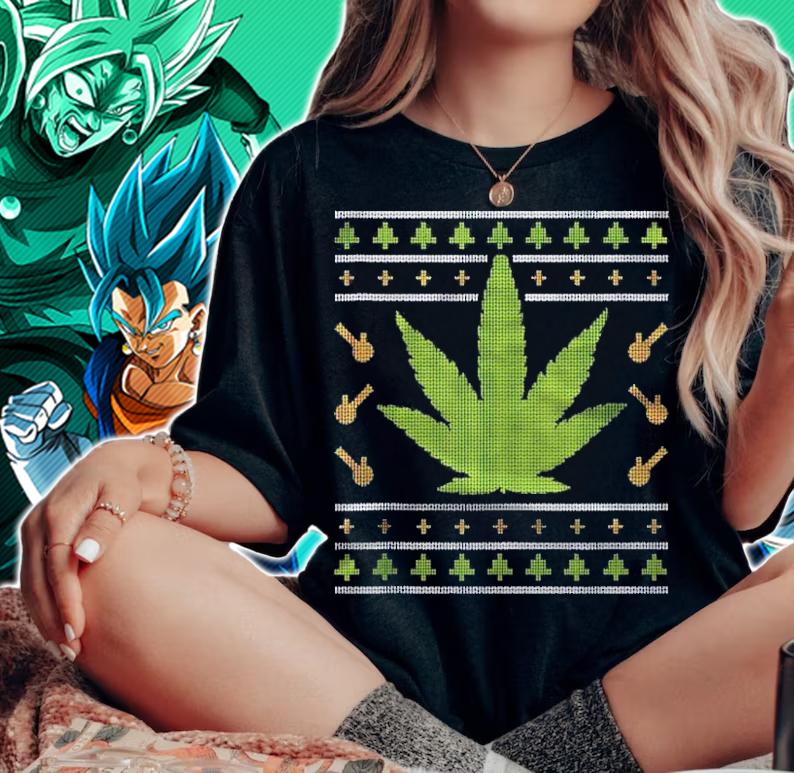 Weed Bong Christmas Pajama Merry Cannabis Marijuana Weed Shirt t-shirt woman shirt