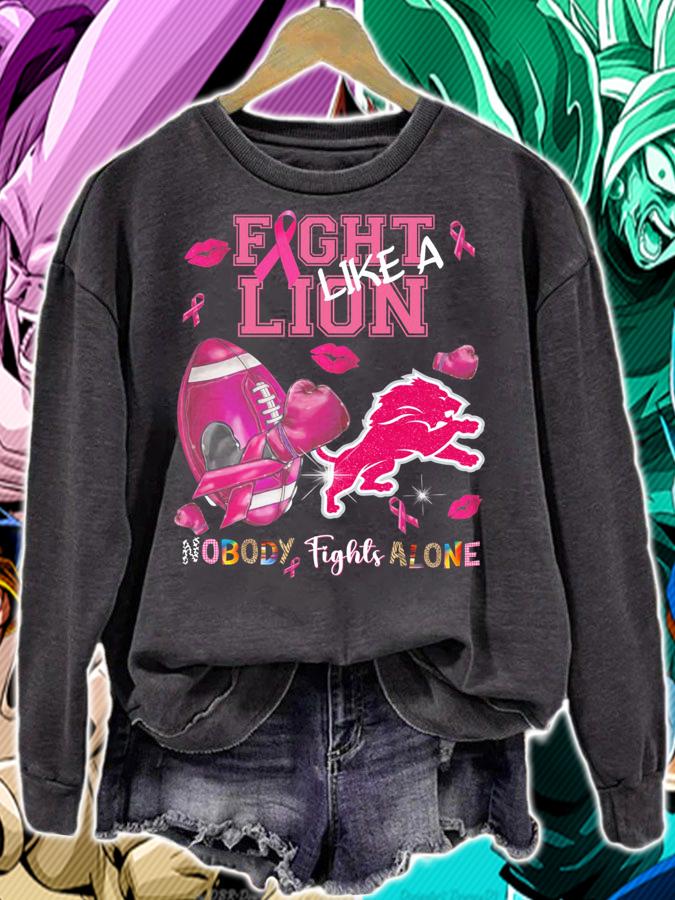 Detroit Lions Fight Lion Like A Nobody Fights Alone Breast Cancer t-shirt sweatshirt