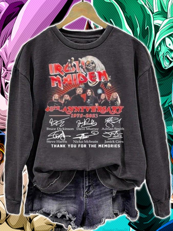 Iron Maiden band member 48th anniversary 1975 2023 signatures t-shirt sweatshirt