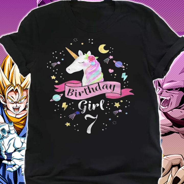 Kids 7 Years Old Girl Birthday Unicorn Shirt 7Th Birthday Shirt t-shirt shirt