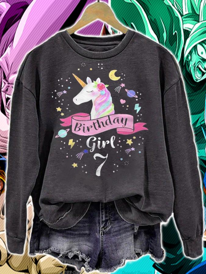 Kids 7 Years Old Girl Birthday Unicorn Shirt 7Th Birthday Shirt t-shirt sweatshirt