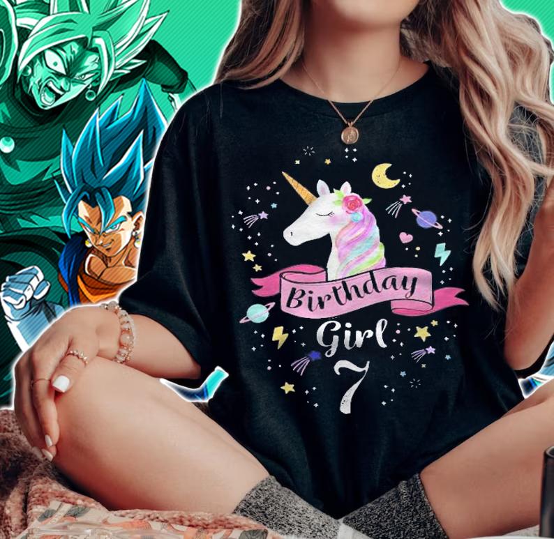 Kids 7 Years Old Girl Birthday Unicorn Shirt 7Th Birthday Shirt t-shirt woman shirt