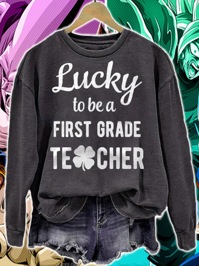 Lucky To Be A First 1St Grade Teacher Green St Patricks Day Shirt t-shirt sweatshirt
