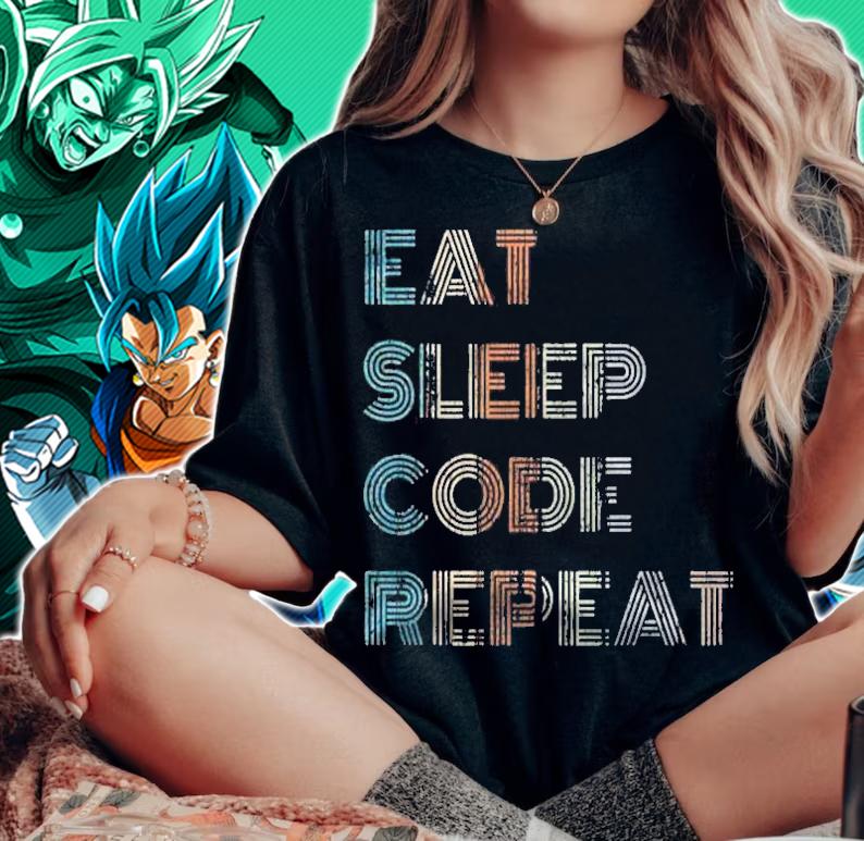 Vintage Eat Sleep Code Repeat Computer Programmer shirt t-shirt woman shirt