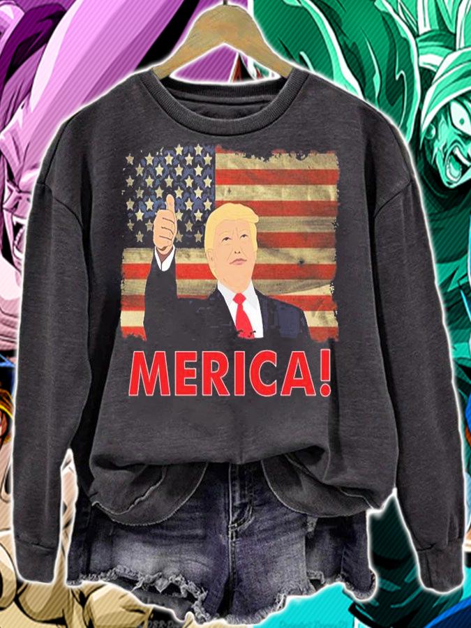 Trump Merica USA Flag Vintage T-Shirt t-shirt sweatshirt