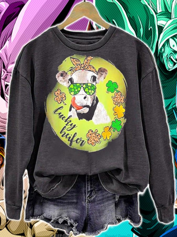 Lucky Heifer Cow Clover Sunglasses For St Patrick's Day T-Shirt t-shirt sweatshirt