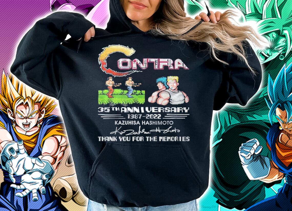 Contra 35th Anniversary 1987-2022 Kazuhisa Hashimoto Signatures Shirt t-shirt hoodie