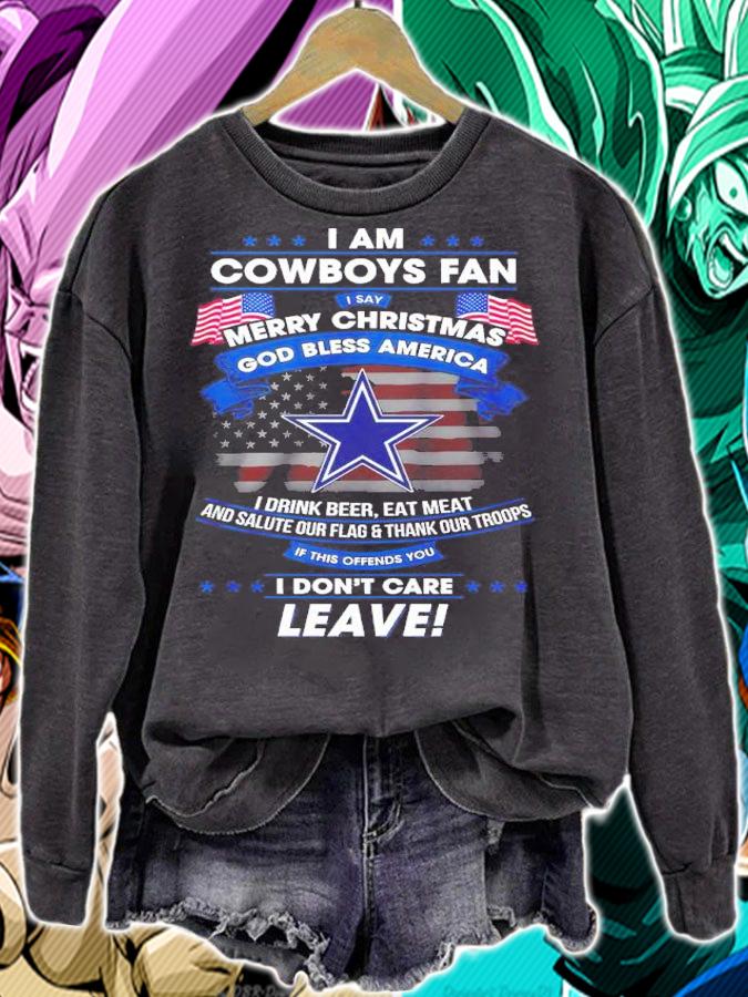 I Am Cowboys Fan Merry Christmas God Bless America I Drink Beer Eat Meat And Salute Our Flag And Thank Our Troops Shirt t-shirt sweatshirt