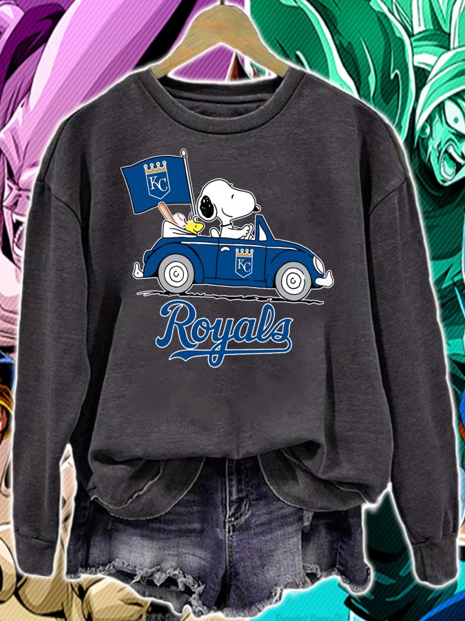 Kansas City Royals Snoopy Woodstock Driving Car t-shirt sweatshirt