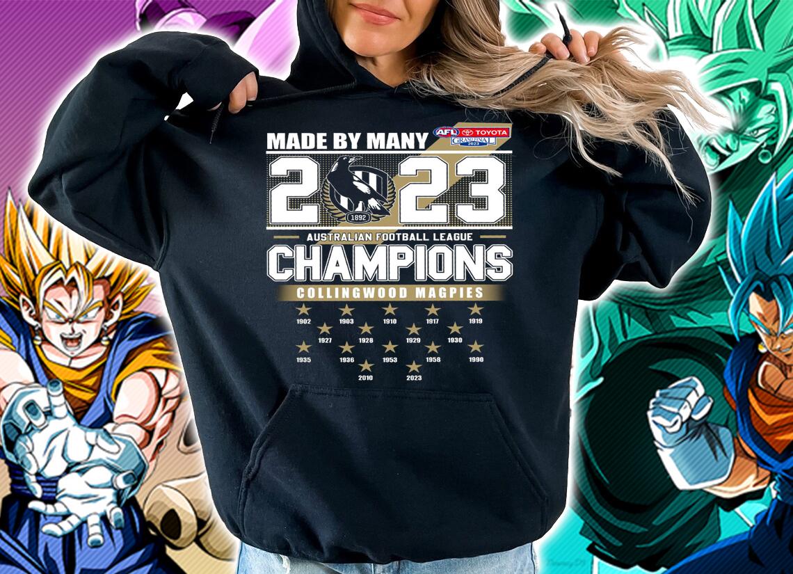 Made By Many 2023 Australian Football League Champions Collingwood Magpies t-shirt hoodie
