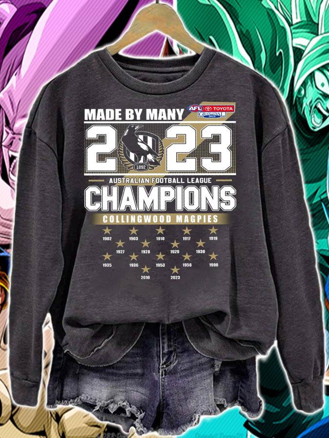 Made By Many 2023 Australian Football League Champions Collingwood Magpies t-shirt sweatshirt