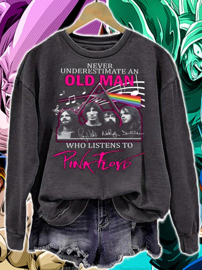 Never Underestimate An Old Man Who Listens To Pink Floyd Band Signatures t-shirt sweatshirt