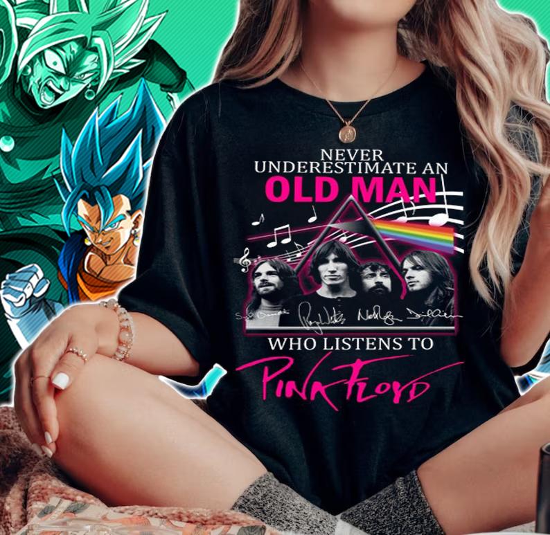 Never Underestimate An Old Man Who Listens To Pink Floyd Band Signatures t-shirt woman shirt