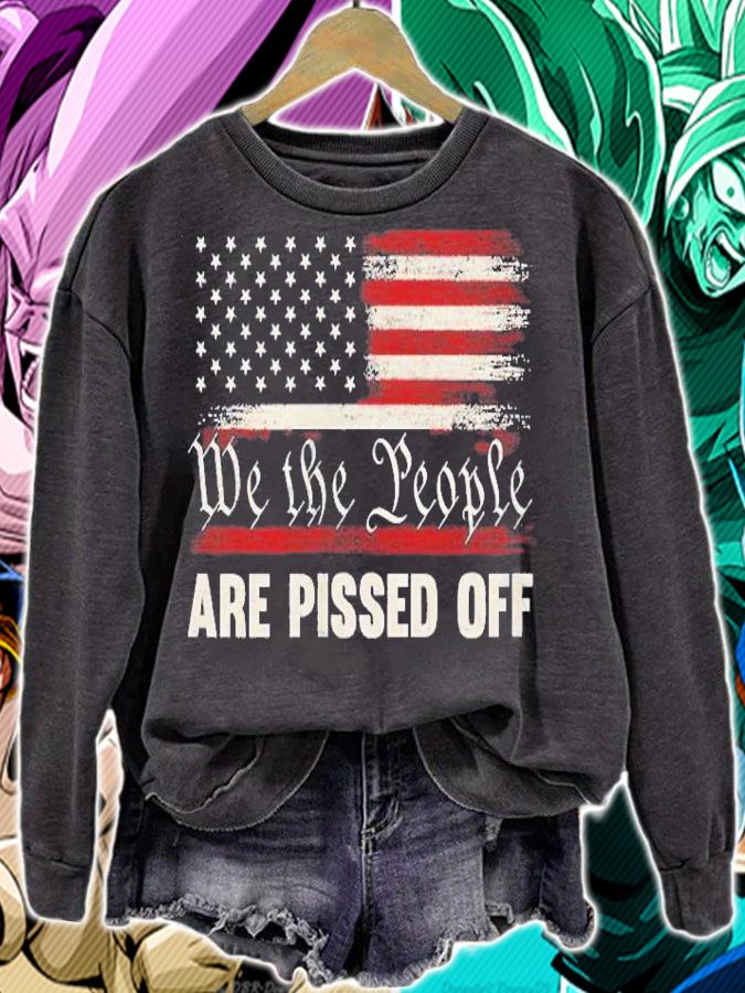 Womens We The People Are Pissed Off Vintage Us America Flag On Back Shirt t-shirt sweatshirt
