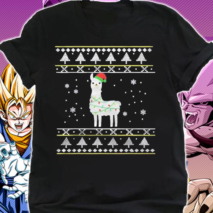 Funny Christmas Llama Santa Hat Lights Xmas Gift Shirt t-shirt shirt