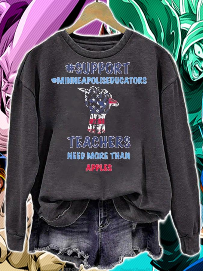 Funny Teacher Walkout I Support Minneapolis Educators US Flag T-Shirt t-shirt sweatshirt