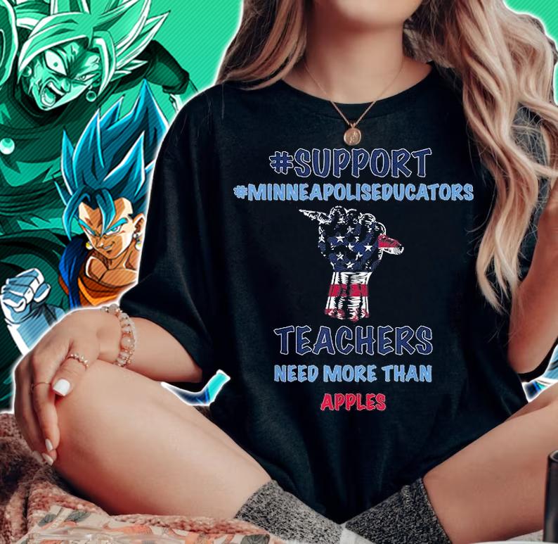 Funny Teacher Walkout I Support Minneapolis Educators US Flag T-Shirt t-shirt woman shirt