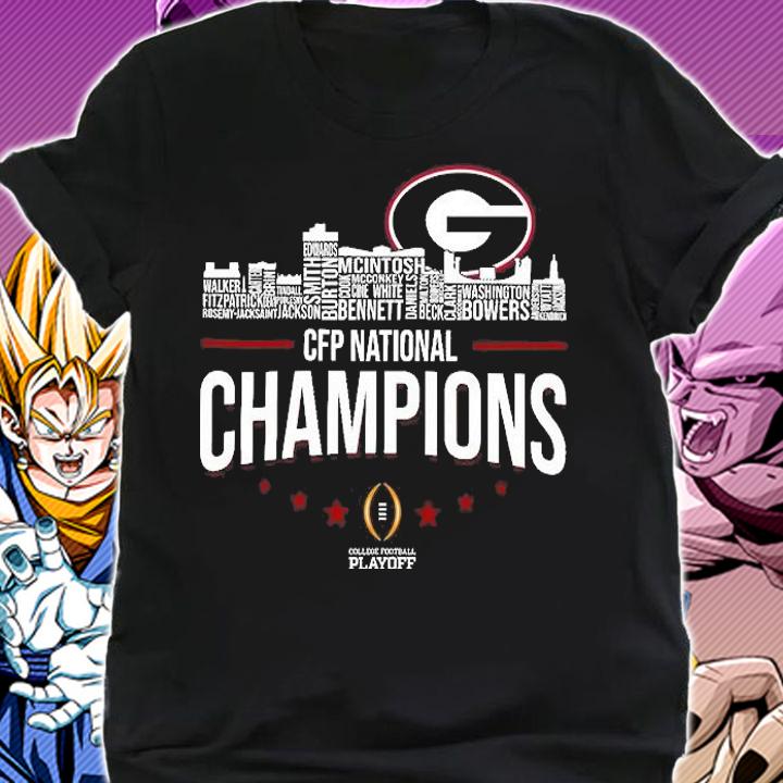 Georgia Bulldogs 2022 CFP National Champions NCAA Football Autographed Champs Signatures T-Shirt t-shirt shirt