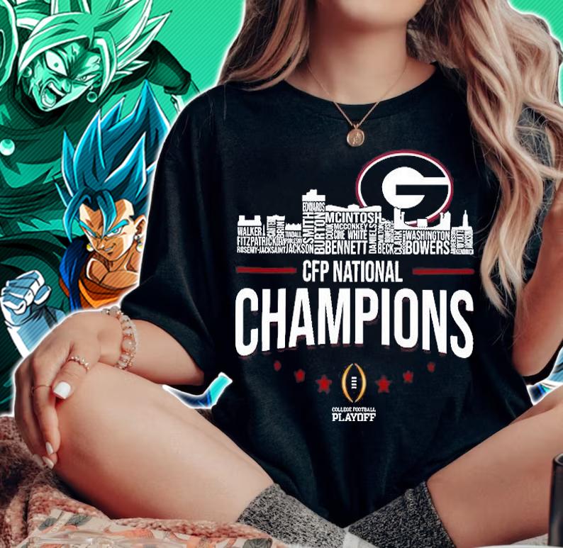 Georgia Bulldogs 2022 CFP National Champions NCAA Football Autographed Champs Signatures T-Shirt t-shirt woman shirt