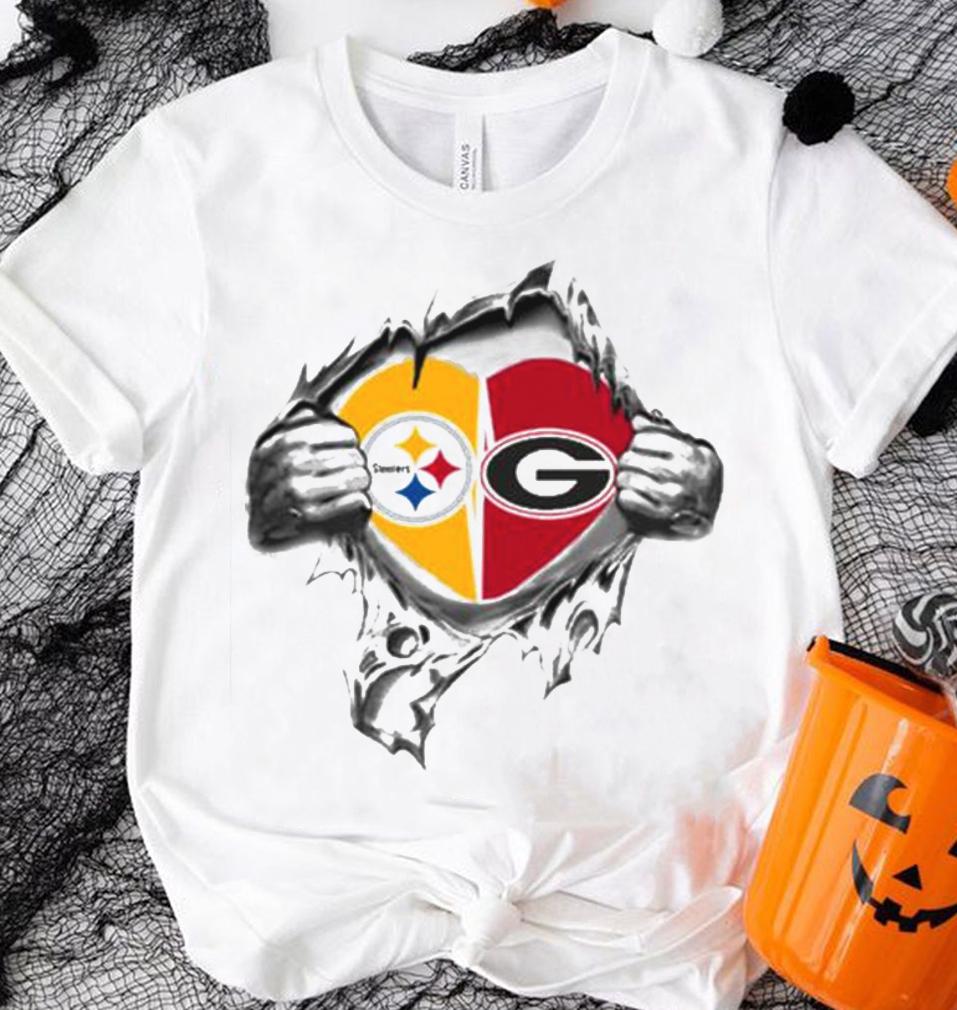 Blood Inside Me Pittsburgh Steelers And Georgia Bulldogs t-shirt shirt