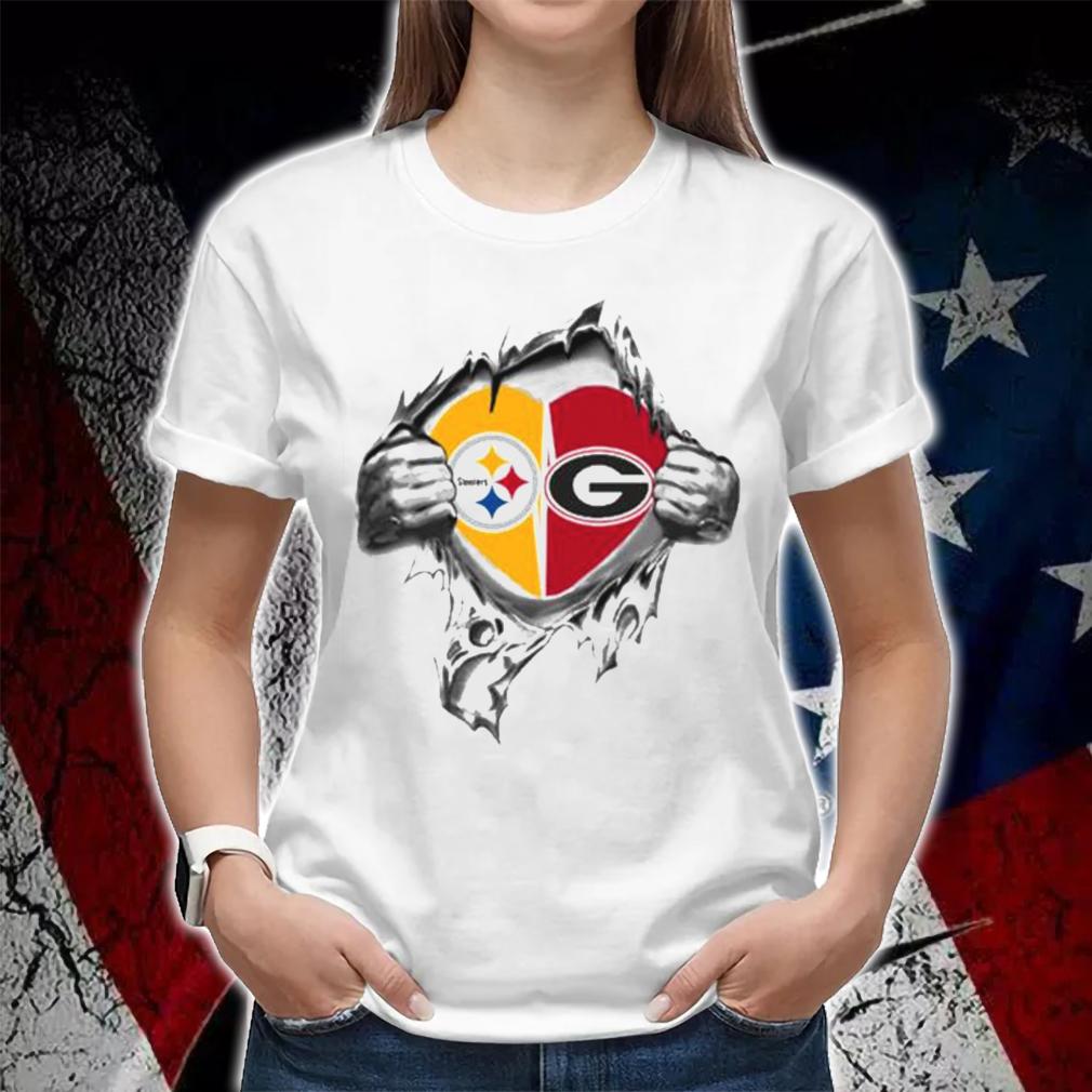 Blood Inside Me Pittsburgh Steelers And Georgia Bulldogs t-shirt woman shirt