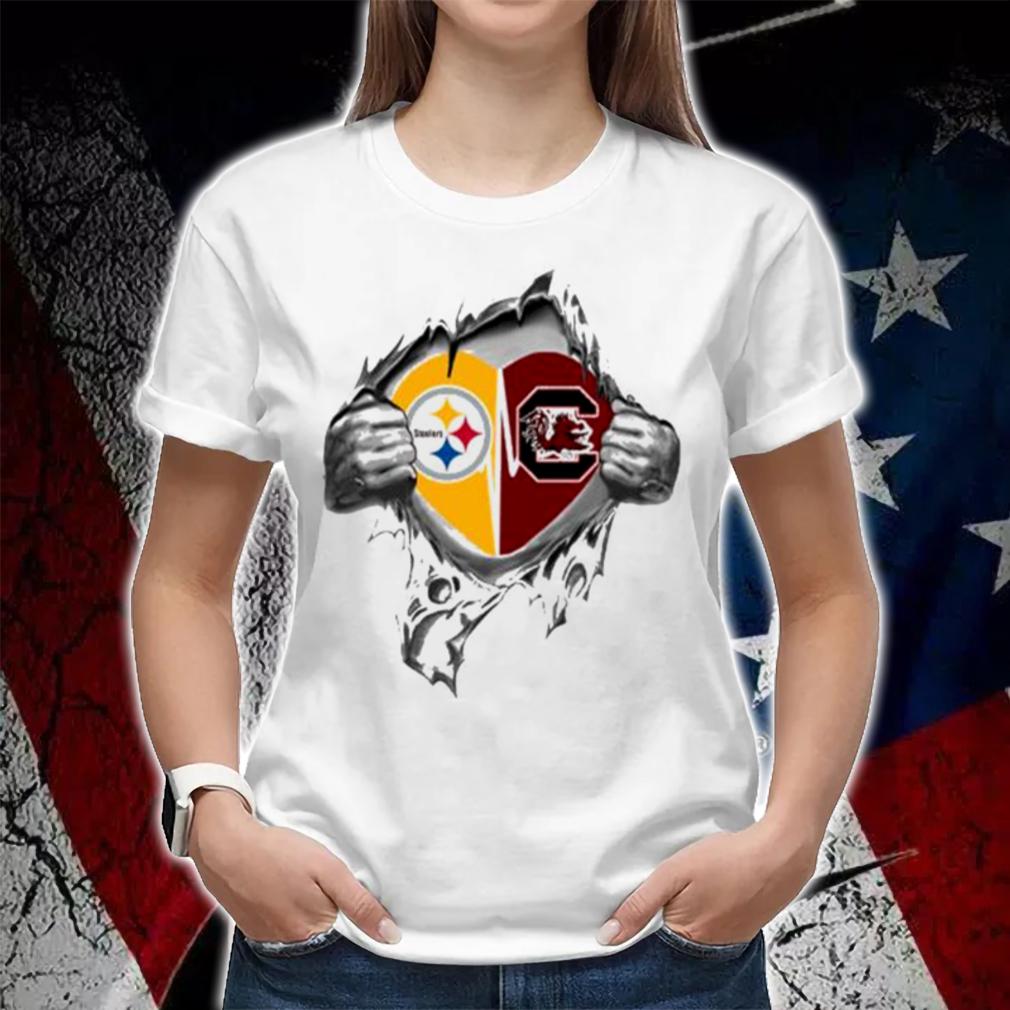 Blood Inside Me Pittsburgh Steelers And South Carolina Gamecocks t-shirt woman shirt