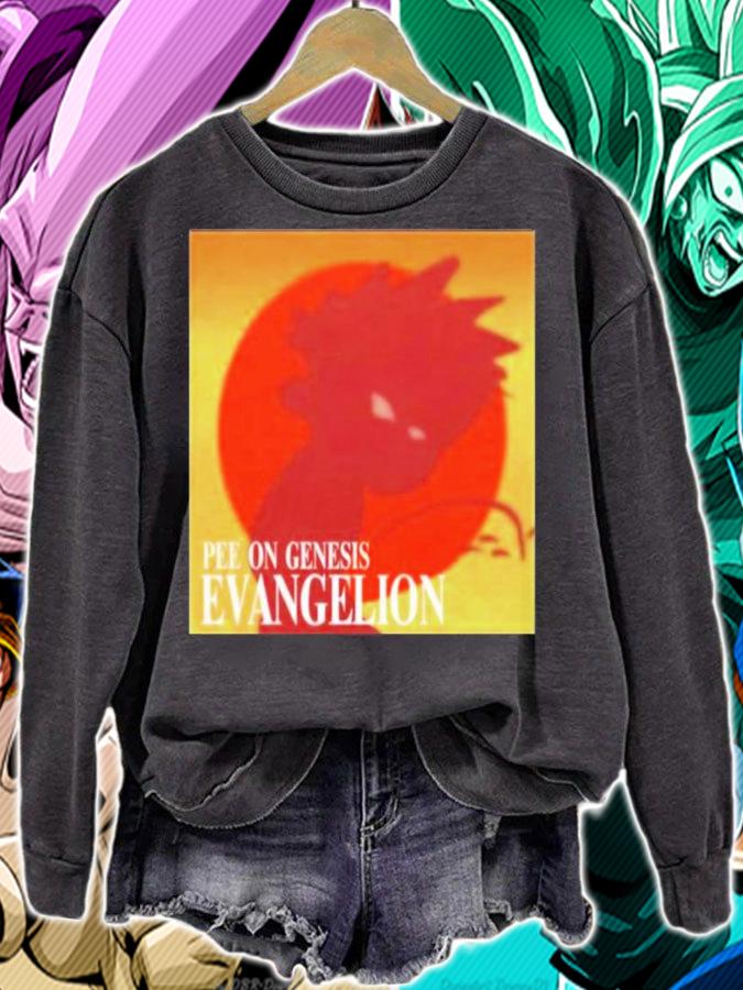 Hard Drive Pissing Calvin Pee On Genesis Evangelion Shirt t-shirt sweatshirt