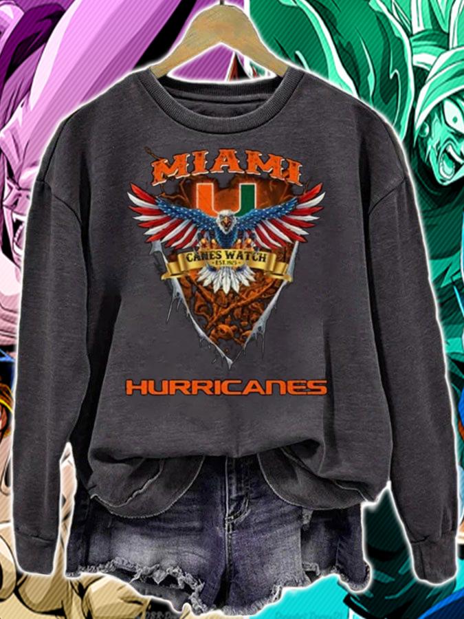 Miami Hurricanes Canes Watch Eagle Wing American Flag t-shirt sweatshirt