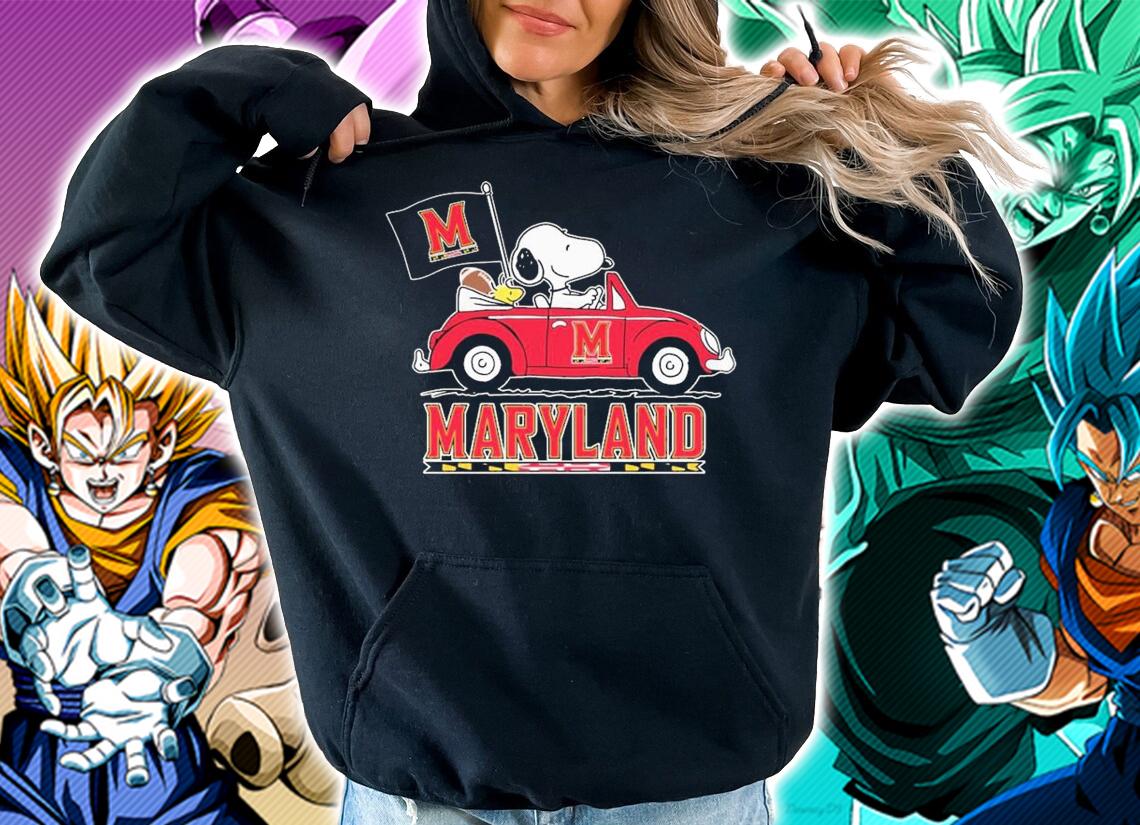 Snoopy And Woodstock Driving Car Maryland Terrapins Flag t-shirt hoodie