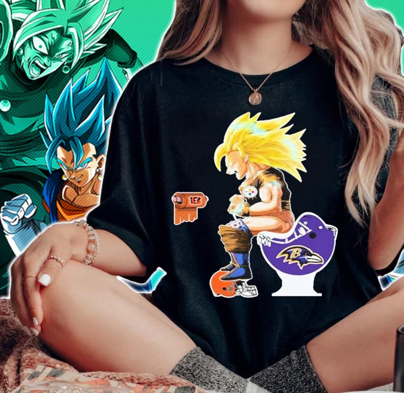 Son Goku Toilet Pittsburgh Steelers Cleveland Browns Baltimore Ravens t-shirt woman shirt