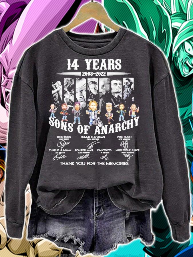14 Years 2008 2022 Sons Of Anarchy Signatures Thank You For The Memories t-shirt sweatshirt