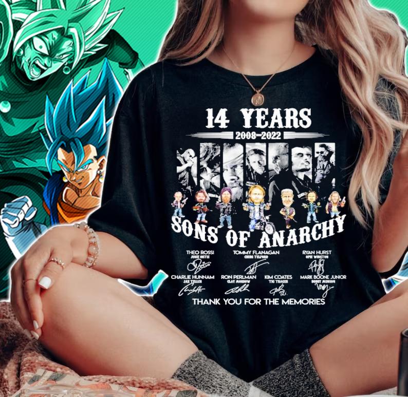 14 Years 2008 2022 Sons Of Anarchy Signatures Thank You For The Memories t-shirt woman shirt