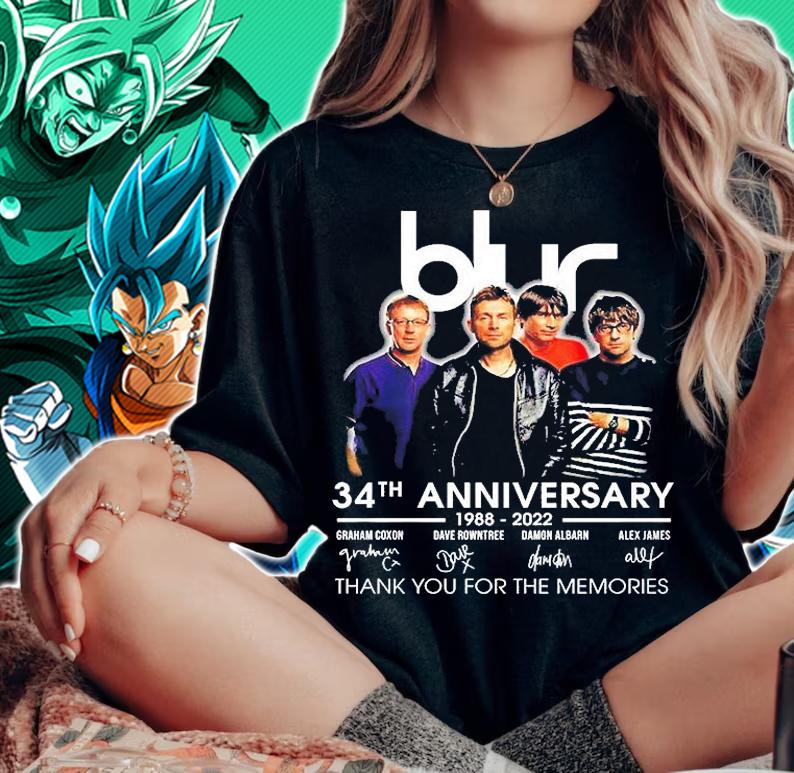 Blur Band 34th Anniversary 1988 2022 Thank You For The Memories Signature t-shirt woman shirt
