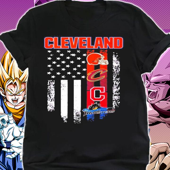 Cleveland Browns Cavaliers Indians Monsters American flag t-shirt shirt