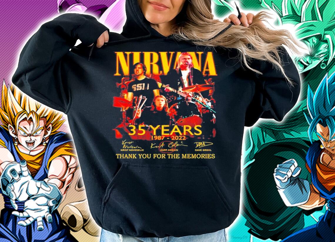 Nirvana Band 35 Years 1987 2022 Signature Thank You For The Memories t-shirt hoodie