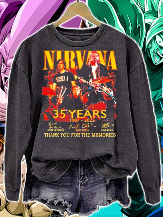 Nirvana Band 35 Years 1987 2022 Signature Thank You For The Memories t-shirt sweatshirt