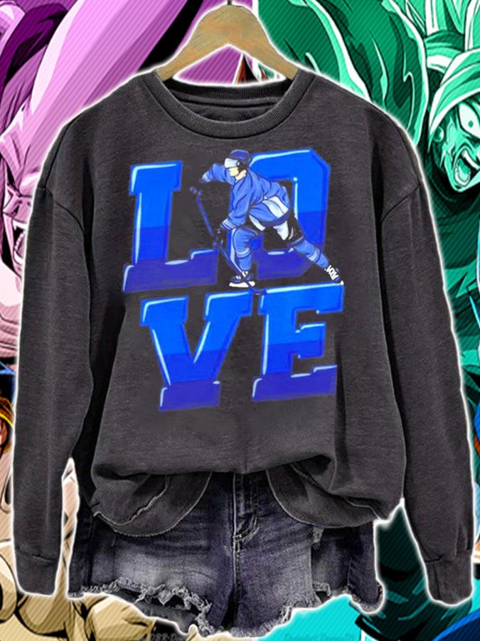 Love Ice Hockey Player Skates Ice Rink Winter Sport T-Shirt sweatshirt