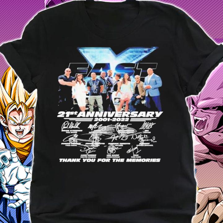Fast And Furious 21st Anniversary 2001 2022 Thank You For The Memories Signed t-shirt shirt