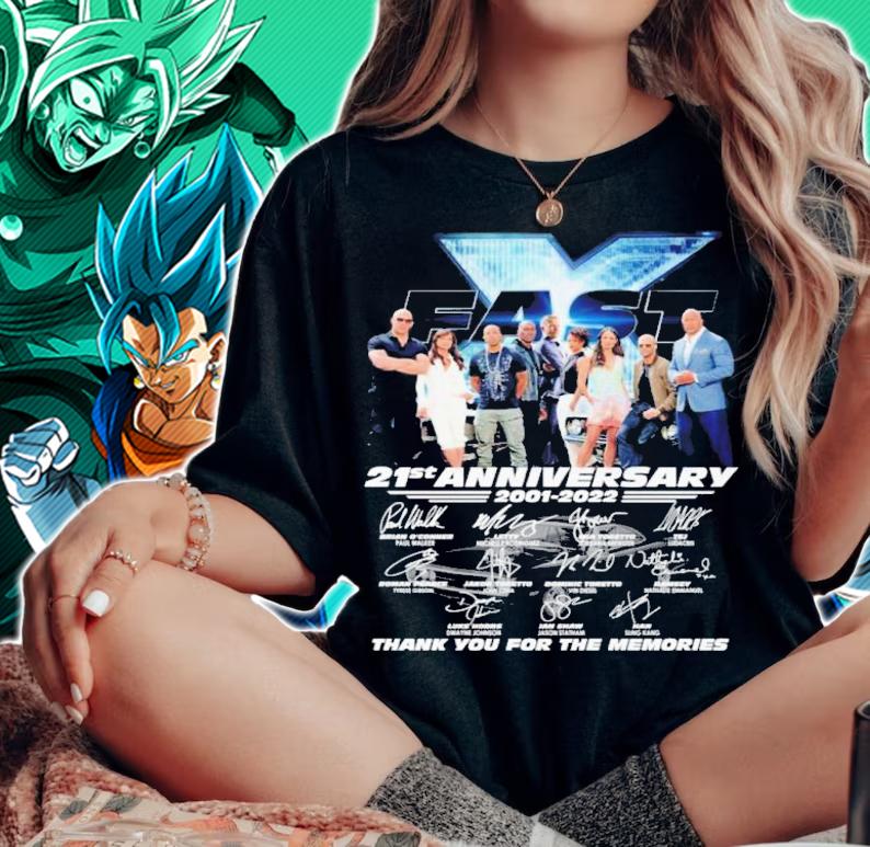Fast And Furious 21st Anniversary 2001 2022 Thank You For The Memories Signed t-shirt woman shirt